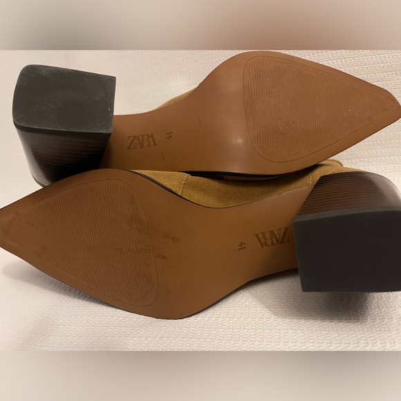 Zara Tan Sand Brown Suede Leather Boots: sz 10 - Picture 5 of 7